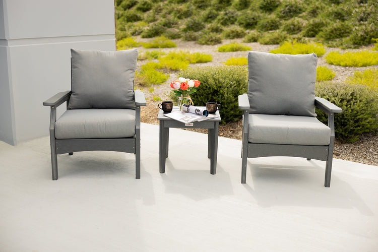 Aspatia 3PC Set Gray Deep Seating Chair with End Table