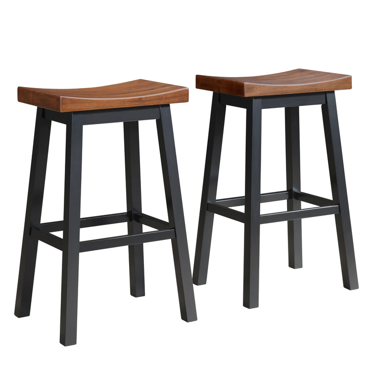 Lakey Solid Wood Saddle Barstool (Set of 2)