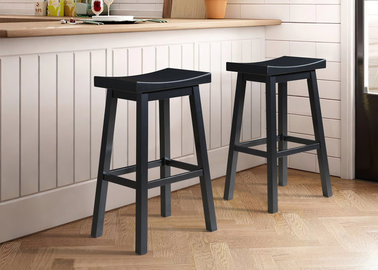 Lakey Solid Wood Saddle Barstool (Set of 2)