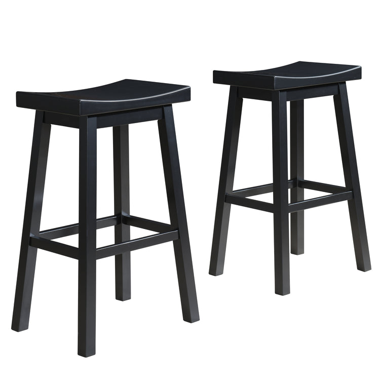 Lakey Solid Wood Saddle Barstool (Set of 2)