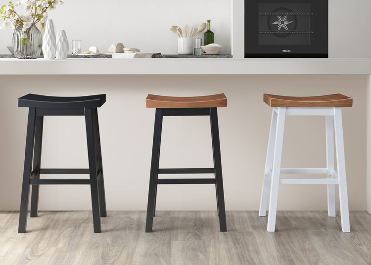 Lakey Solid Wood Saddle Barstool (Set of 2)