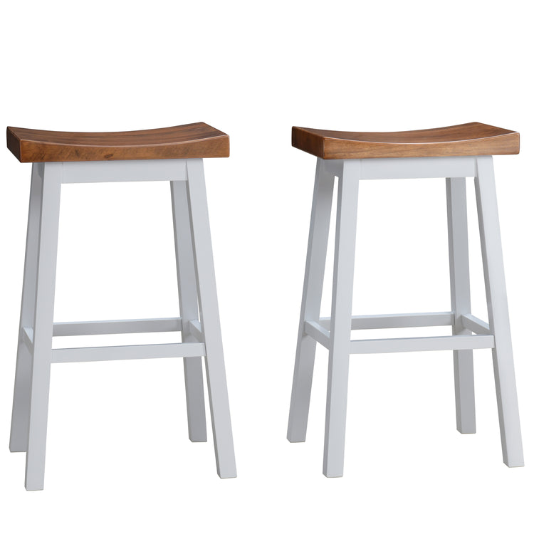 Lakey Solid Wood Saddle Barstool (Set of 2)