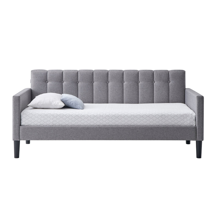 Daniella Twin Size Upholstered Day Bed in Gray Fabric