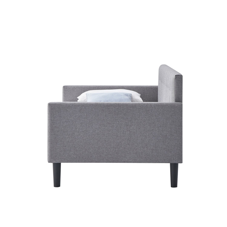 Daniella Twin Size Upholstered Day Bed in Gray Fabric