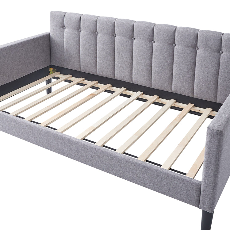 Daniella Twin Size Upholstered Day Bed in Gray Fabric