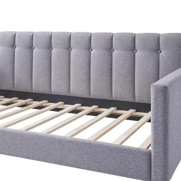 Daniella Twin Size Upholstered Day Bed in Gray Fabric