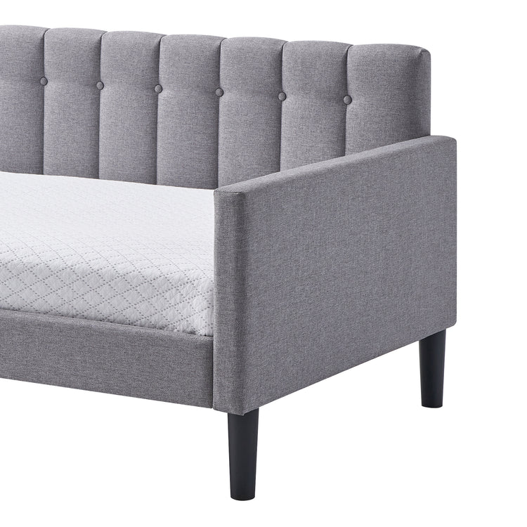 Daniella Twin Size Upholstered Day Bed in Gray Fabric