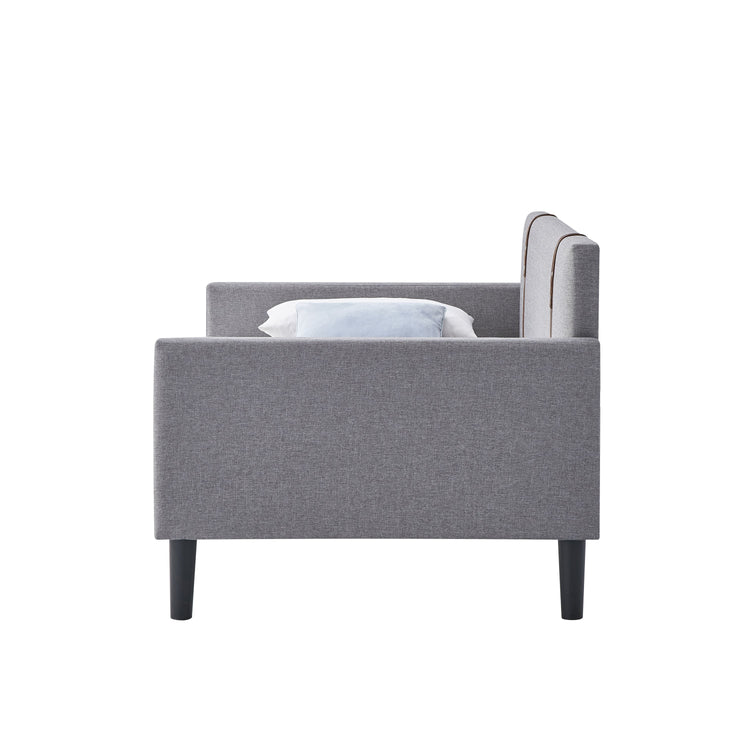 Vistacia Twin Size Upholstered Day Bed in Gray Fabric