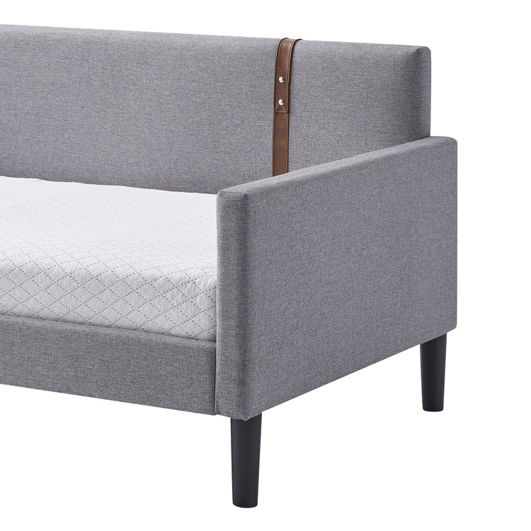 Vistacia Twin Size Upholstered Day Bed in Gray Fabric