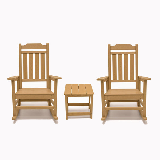 Bella All Weather Indoor-Outdoor Two Rocking Chairs and Side Table (3Pc SET)